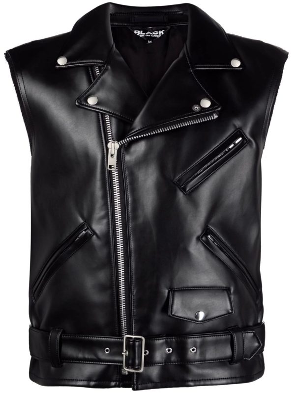 Belted Sleeveless Biker Jacket Cheap