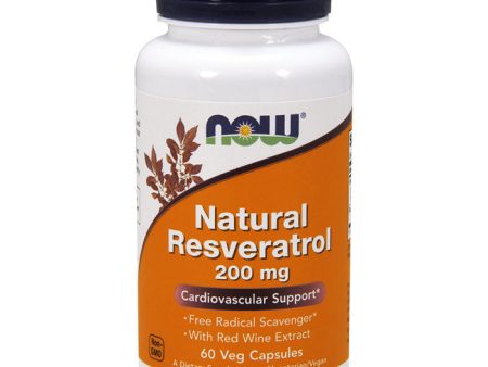 Natural Resveratrol 200 mg, 60 Vegetarian Capsules, NOW Foods For Discount