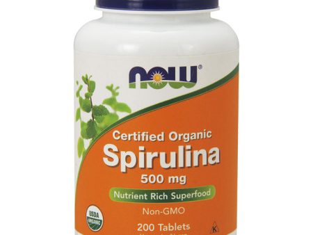 Spirulina 500mg Tabs, Certified Organic, 200 Tablets, NOW Foods Hot on Sale