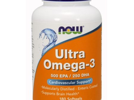 Ultra Omega 3 Fish Oil, 500 EPA   250 DHA, 180 Softgels, NOW Foods For Sale