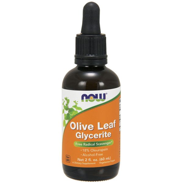 Olive Leaf Glycerite Liquid 18%, 2 oz, NOW Foods Fashion