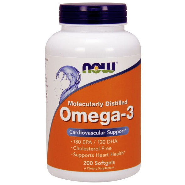 Omega-3 1000mg Fish Oil Concentrate 200 Softgels, NOW Foods on Sale