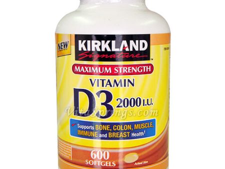 Kirkland Signature Vitamin D3 2000 IU, 600 Softgels Online now