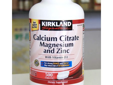 Kirkland Signature Calcium Citrate with Vitamin D, Magnesium & Zinc, 500 Tablets For Sale