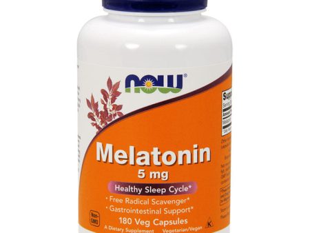 Melatonin 5 mg, Value Size, 180 Vegetarian Capsules, NOW Foods For Cheap