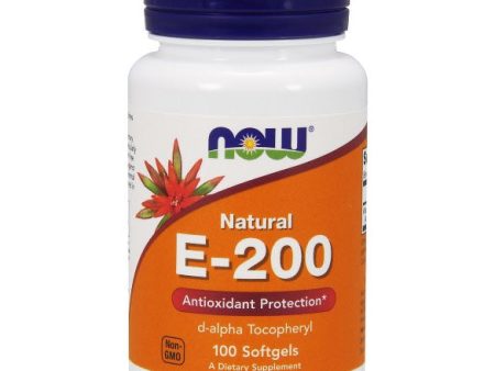 Vitamin E-200 IU D-Alpha Tocopheryl, 100 Softgels, NOW Foods on Sale