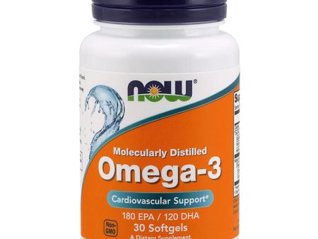 Omega-3 Fish Oil Molecularly Distilled, 30 Softgels, NOW Foods For Cheap