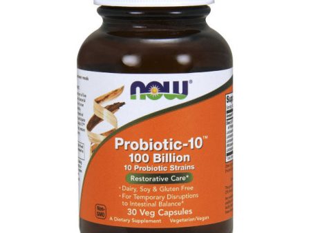 Probiotic-10, 100 Billion, 10 Strains of Probiotic Bacteria, 30 Vegetarian Capsules, NOW Foods For Cheap