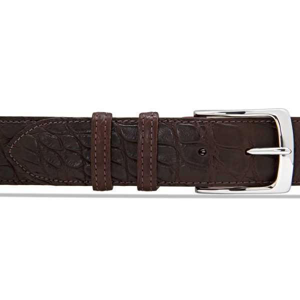 Belt in Matte Brown Alligator Hot on Sale