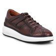 Hand-painted python chocolate leather sneakers Online Hot Sale