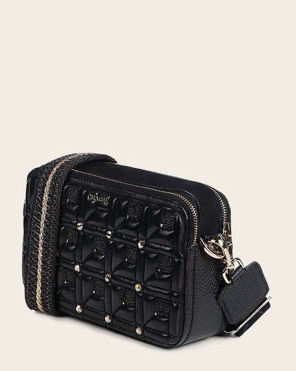 Black with crystals crossbody handbag For Discount