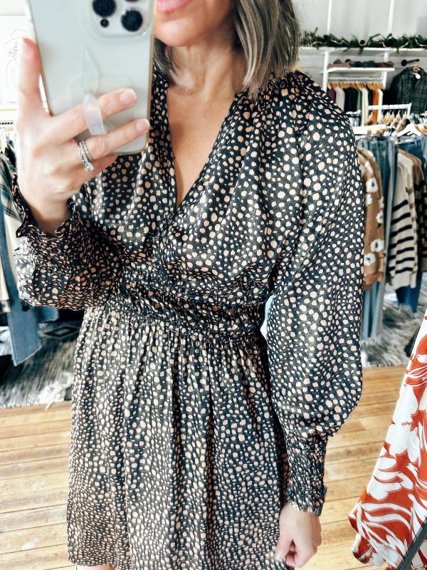 Mira Leopard Print Round Neck Long Sleeve Dress Sale