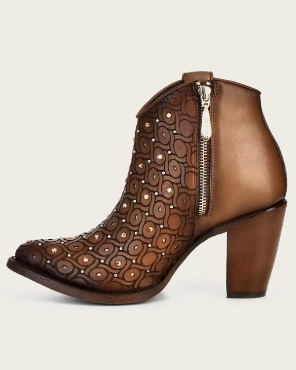 Ankle handwoven brown bootie Cheap