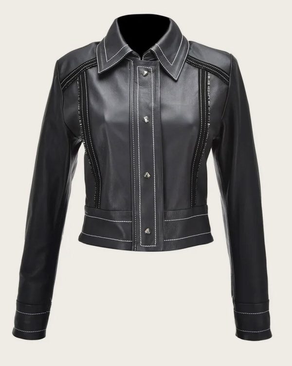 Black stitching  jacket Fashion