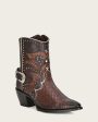 Ankle western brown exotic bootie on Sale