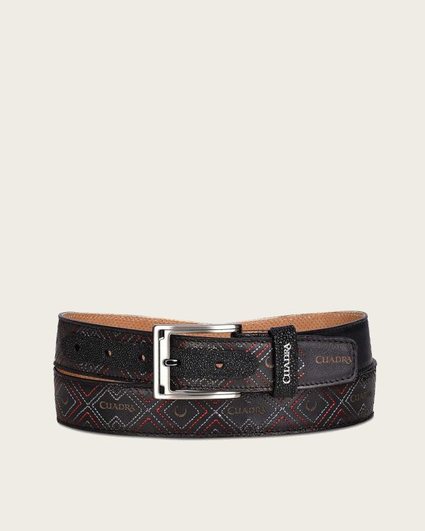 Black emroidered Belt Online now