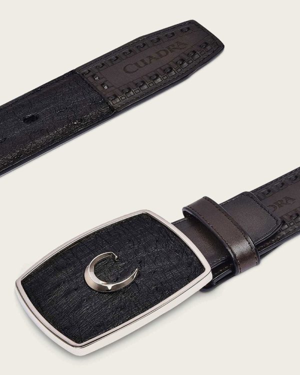 Black western ostrich Belt Cheap