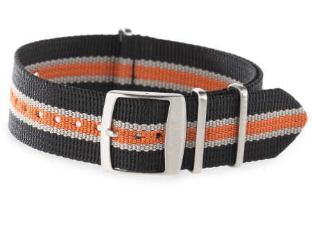 22mm Black, White and Orange Nylon Watch Strap by Arctos-Elite® Germany with Surgical Steel Buckle. on Sale