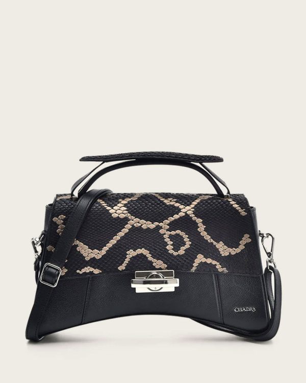 Black python top handle handbag Supply