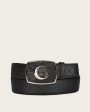 Black engraved ostrich Belt Discount