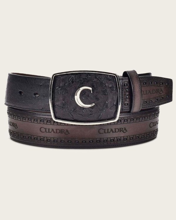 Black western ostrich Belt Cheap