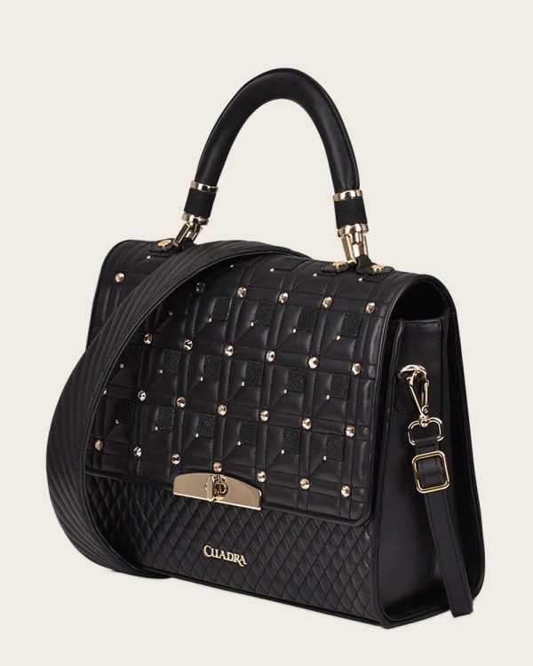 Black exotic top handle handbag Online Sale