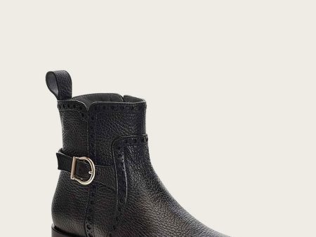 Ankle black bootie with buckle on Sale