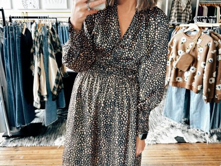 Mira Leopard Print Round Neck Long Sleeve Dress Sale