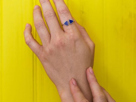 The Double Blue Triangle Ring Cheap