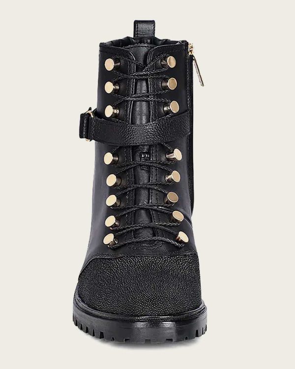 Ankle high heel black exotic bootie Supply