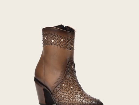 Ankle honey perforated bootie with crystals Discount