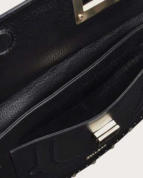 Black top handle with studs handbag Online Hot Sale