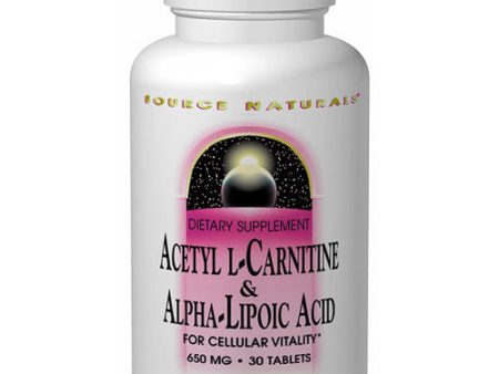 Acetyl L-Carnitine (ALC) & Alpha Lipoic Acid 500 150mg 30 tabs from Source Naturals Online Sale