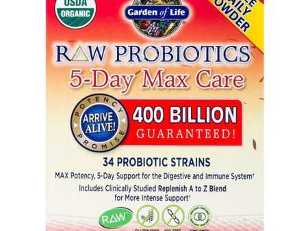 RAW Probiotics 5-Day Max Care 400 Billion CFU Powder, 2.4 oz x 3 Packs, Garden of Life Sale