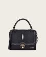 Black satchel top handle handbag Discount