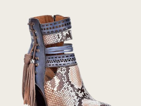 Ankle blue exotic bootie on Sale