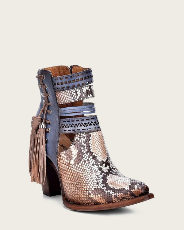 Ankle blue exotic bootie on Sale