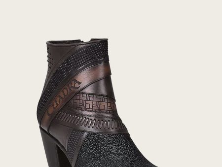 Ankle black exotic bootie on Sale