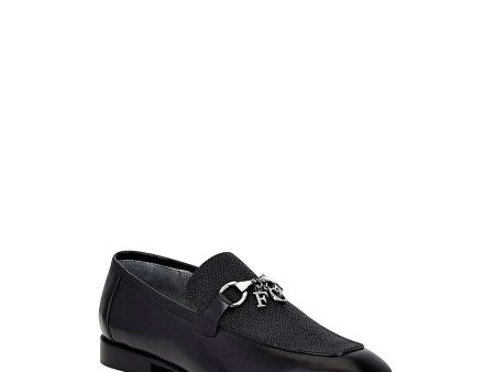 Black stingray slip-on moccasin For Cheap