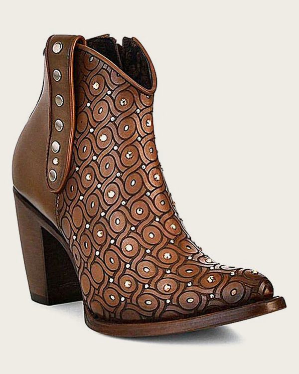 Ankle handwoven brown bootie Cheap