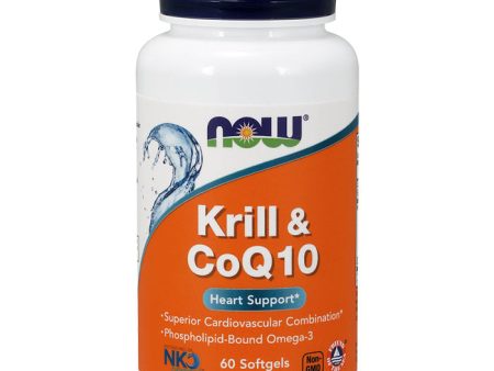 Krill & CoQ10, Phospholipid-Bound Omega-3, 60 Softgels, NOW Foods For Sale