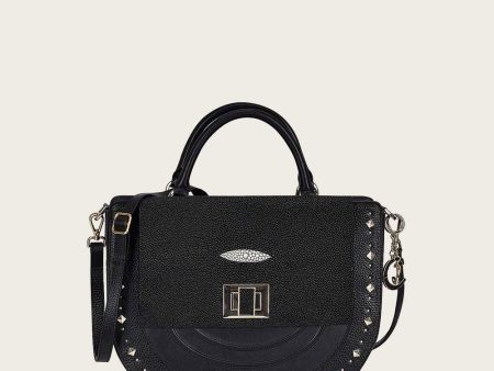 Black top handle with studs handbag Online Hot Sale