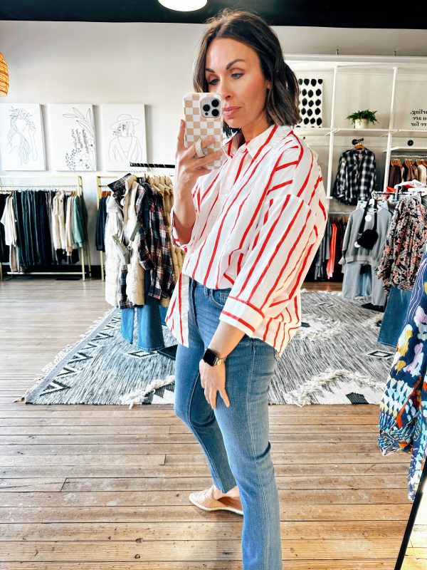 Red Candy Striped Blouse Fashion