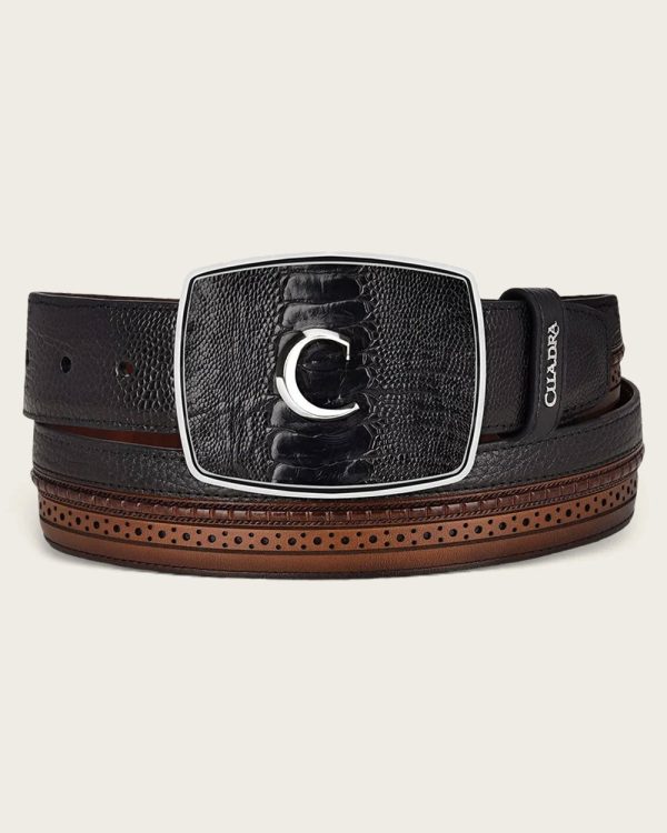 Black ostrich leg Belt For Cheap