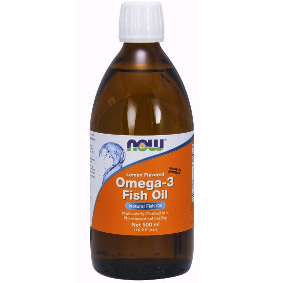 Omega -3 Fish Oil Liquid Lemon Flavored, 16.9 oz, NOW Foods Hot on Sale