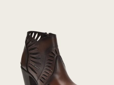 Ankle simple perforated brown bootie For Discount