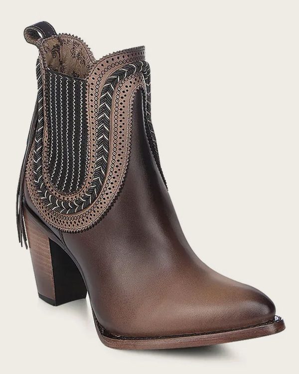 Ankle high heel brown bootie Hot on Sale