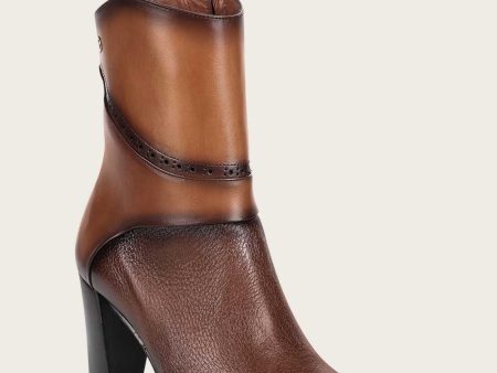 Ankle contrasting honey brown bootie Sale