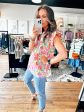 Pink Green Floral Top Discount