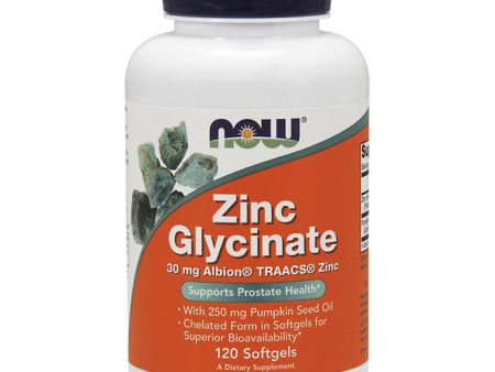 Zinc Glycinate 30 mg, 120 Softgels, NOW Foods For Sale